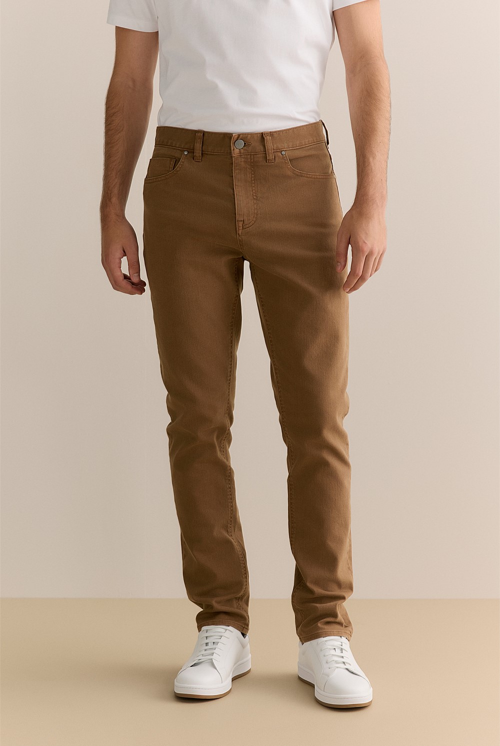 Regular Fit Garment Dyed Twill Five Pocket Pant