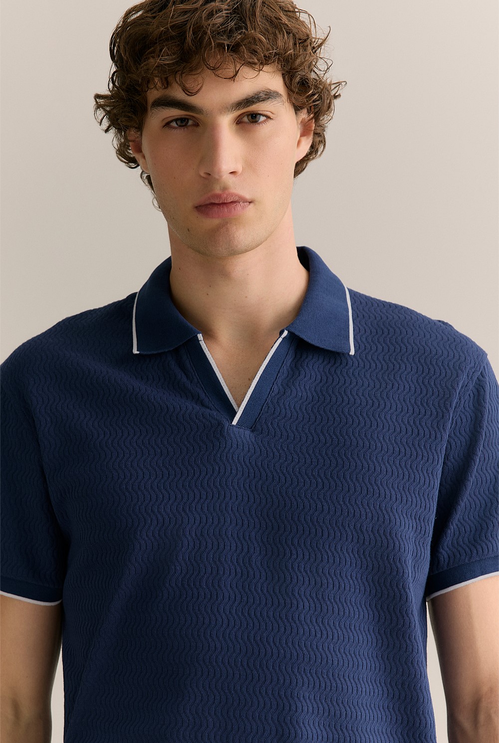 Cotton Jacquard Short Sleeve Polo