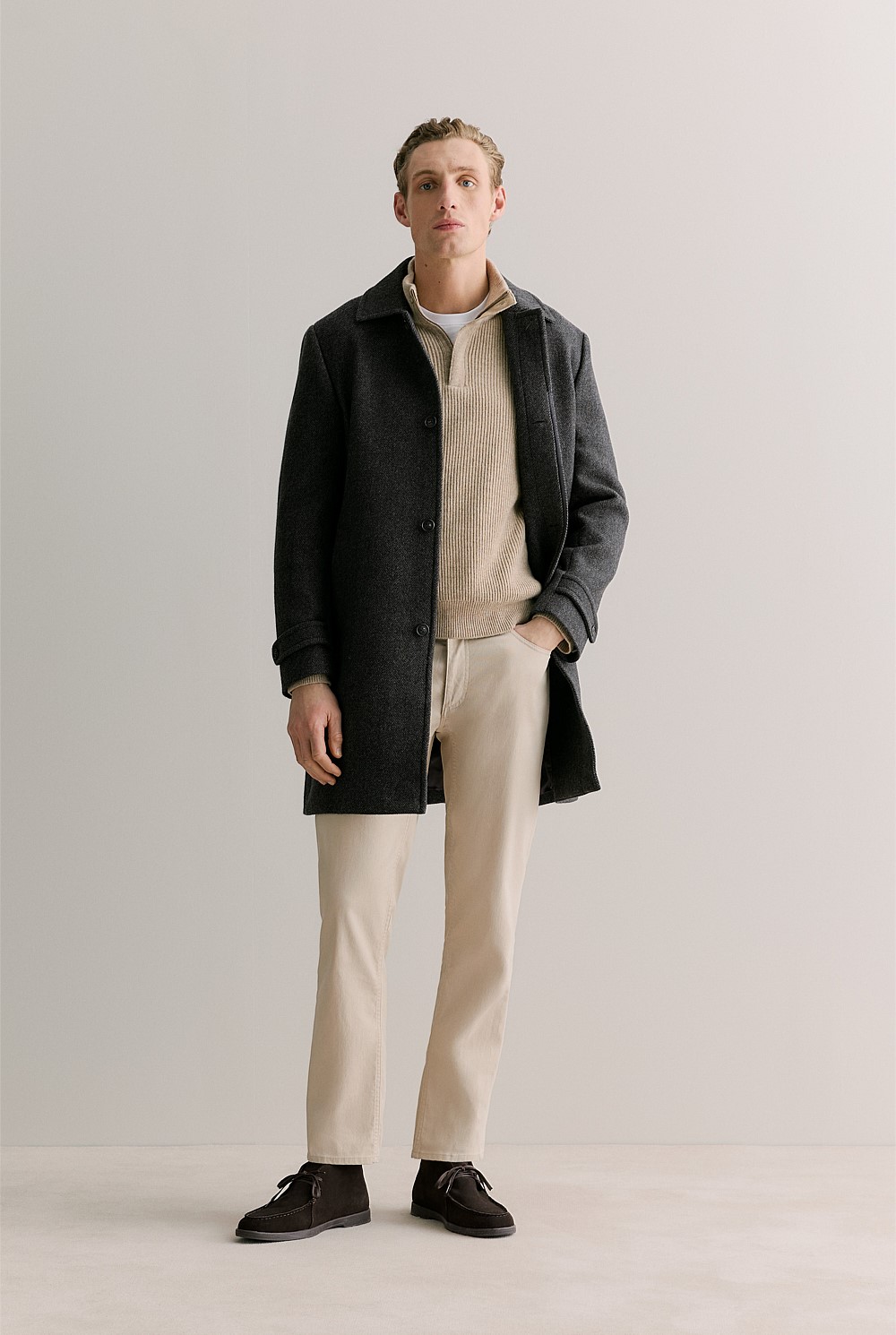 Italian Wool Blend Herringbone Coat