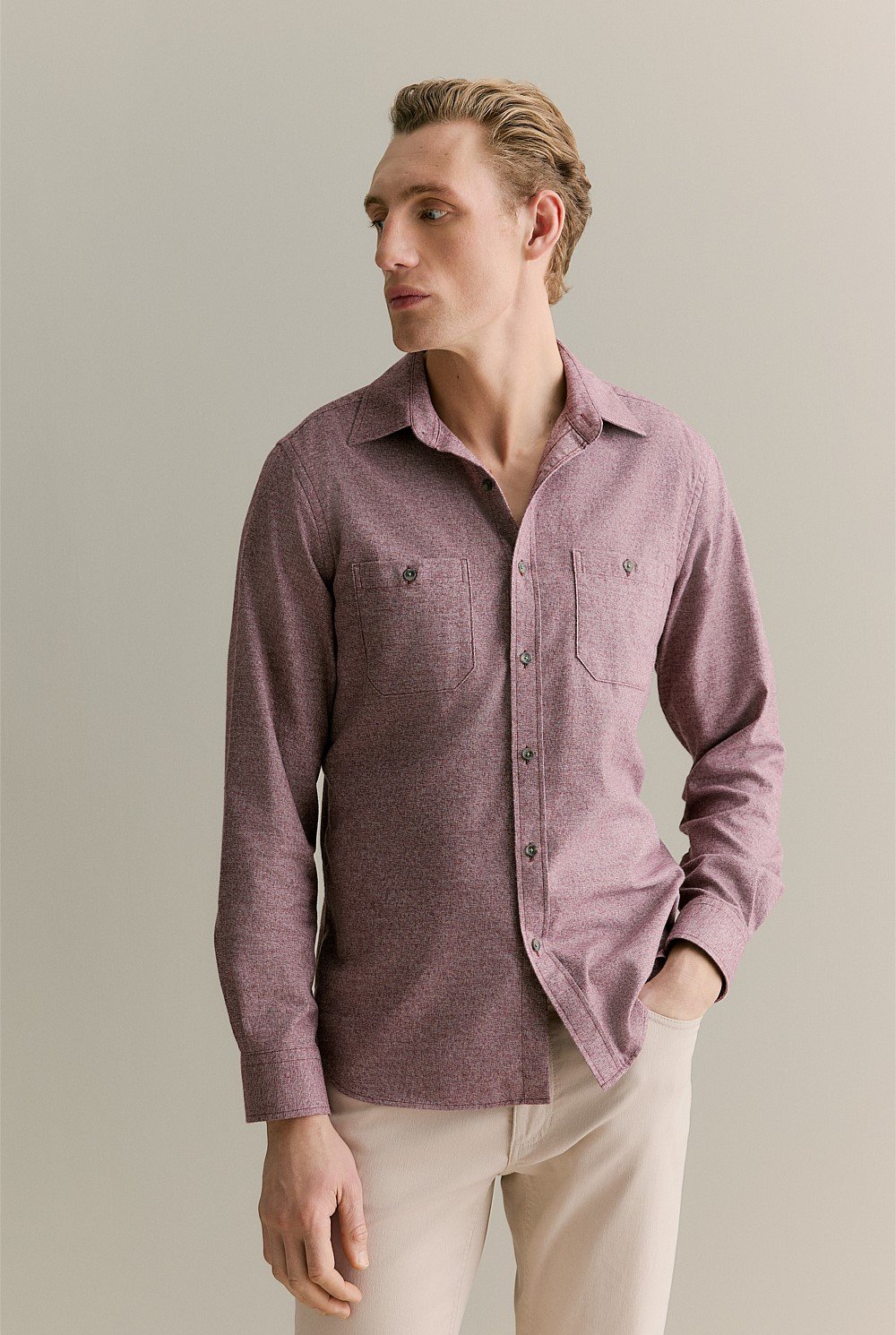 Regular Fit Jaspe Cotton Shirt