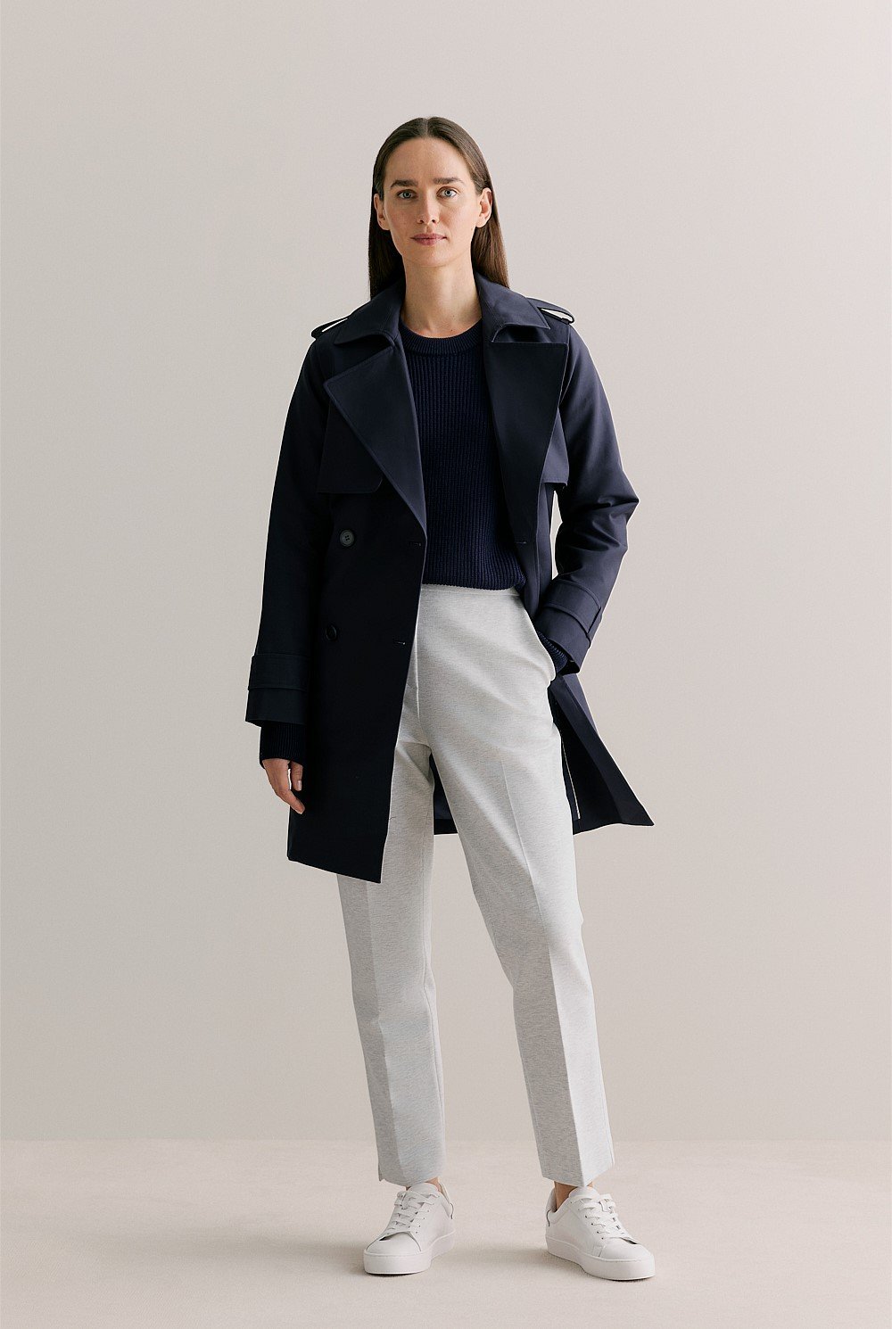 Cotton Mid Length Trench Coat