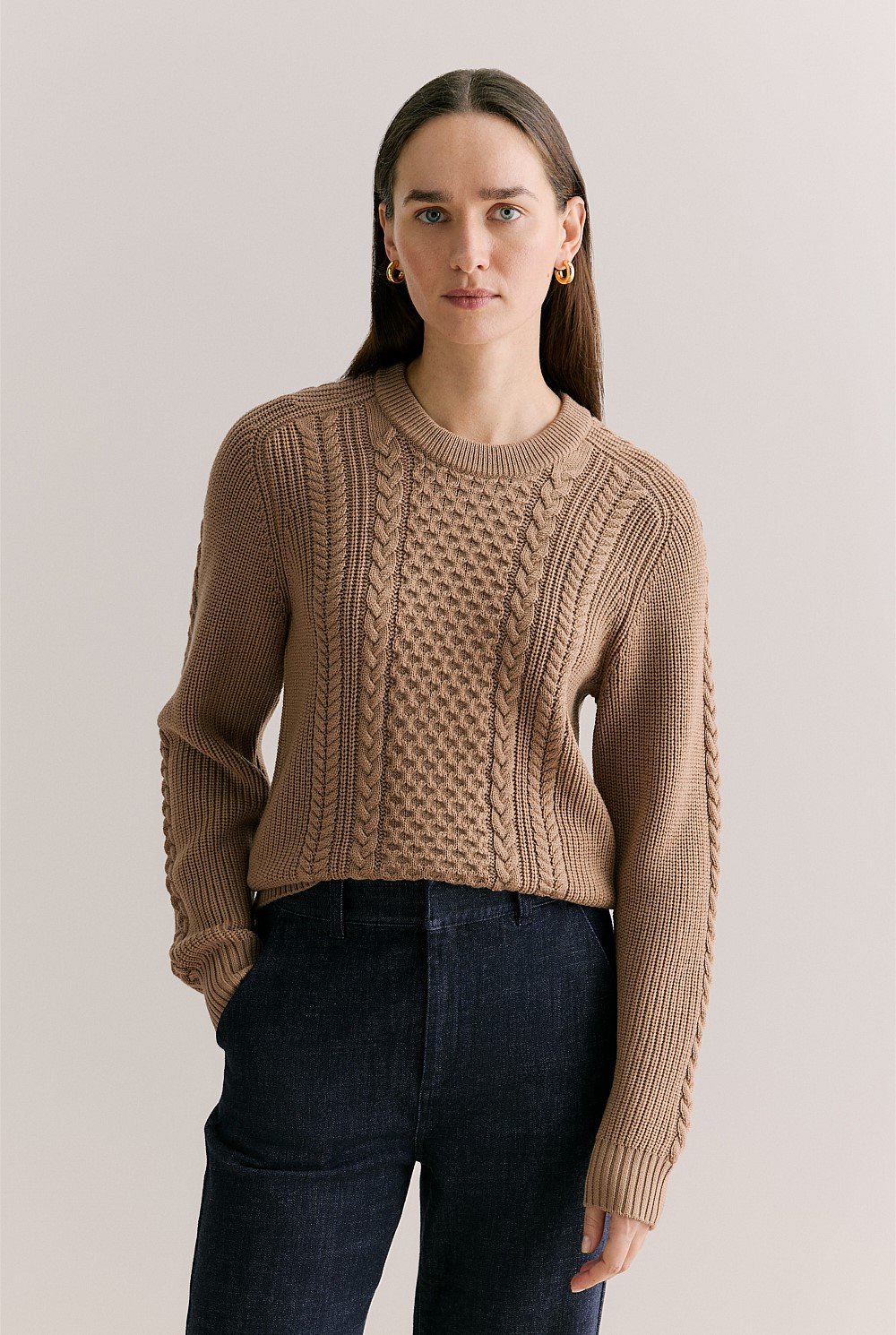Merino Cable Knit Crew