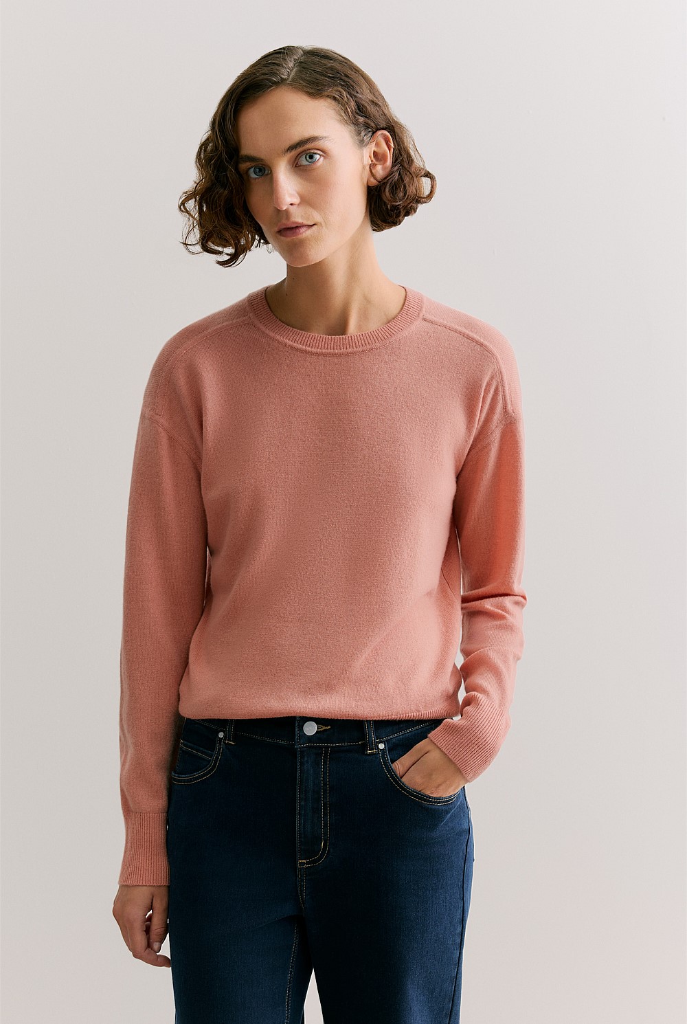 Merino Cashmere Forward Shoulder Seam Relaxed Crew