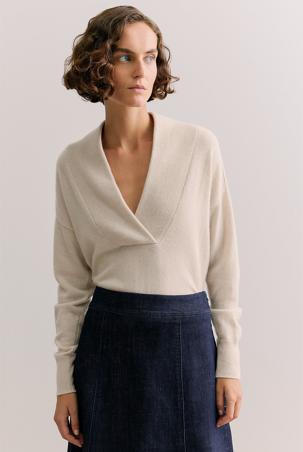 Cashmere Shawl Neck Knit