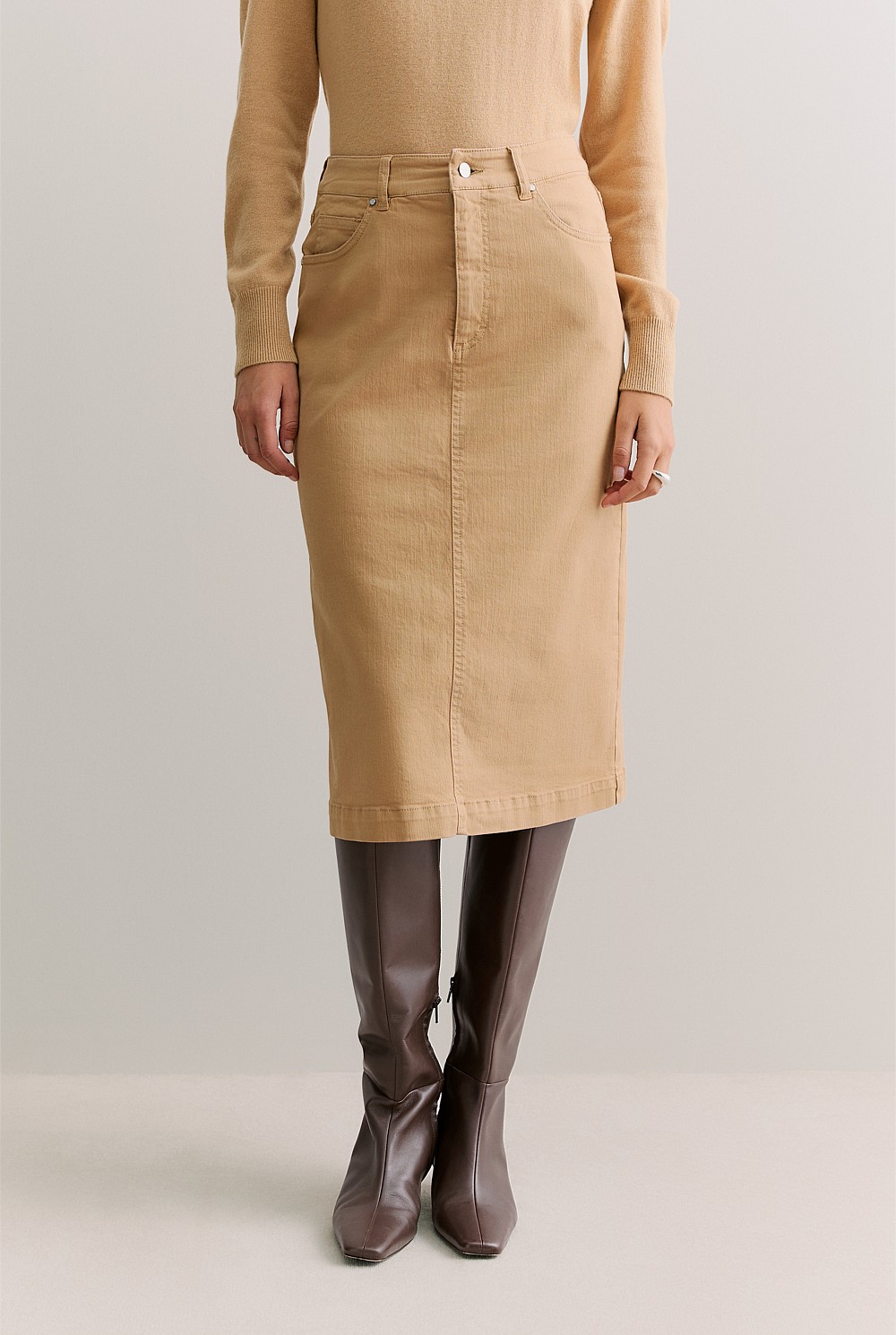 Australian Cotton Blend Garment Dyed Denim Skirt