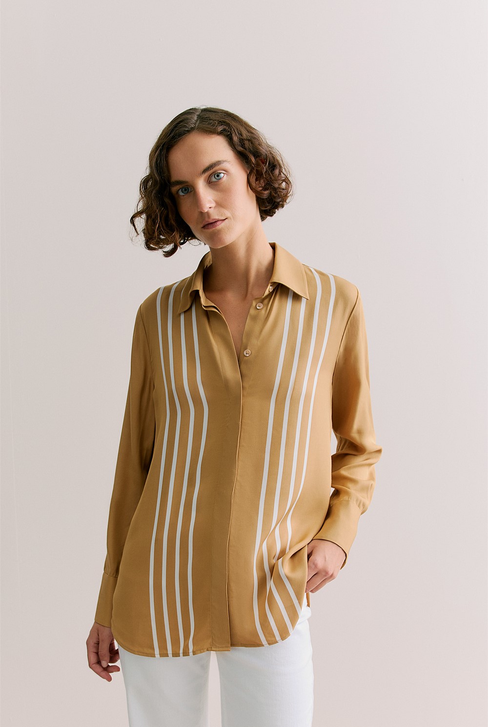 Mini Twill Column Stripe Shirt