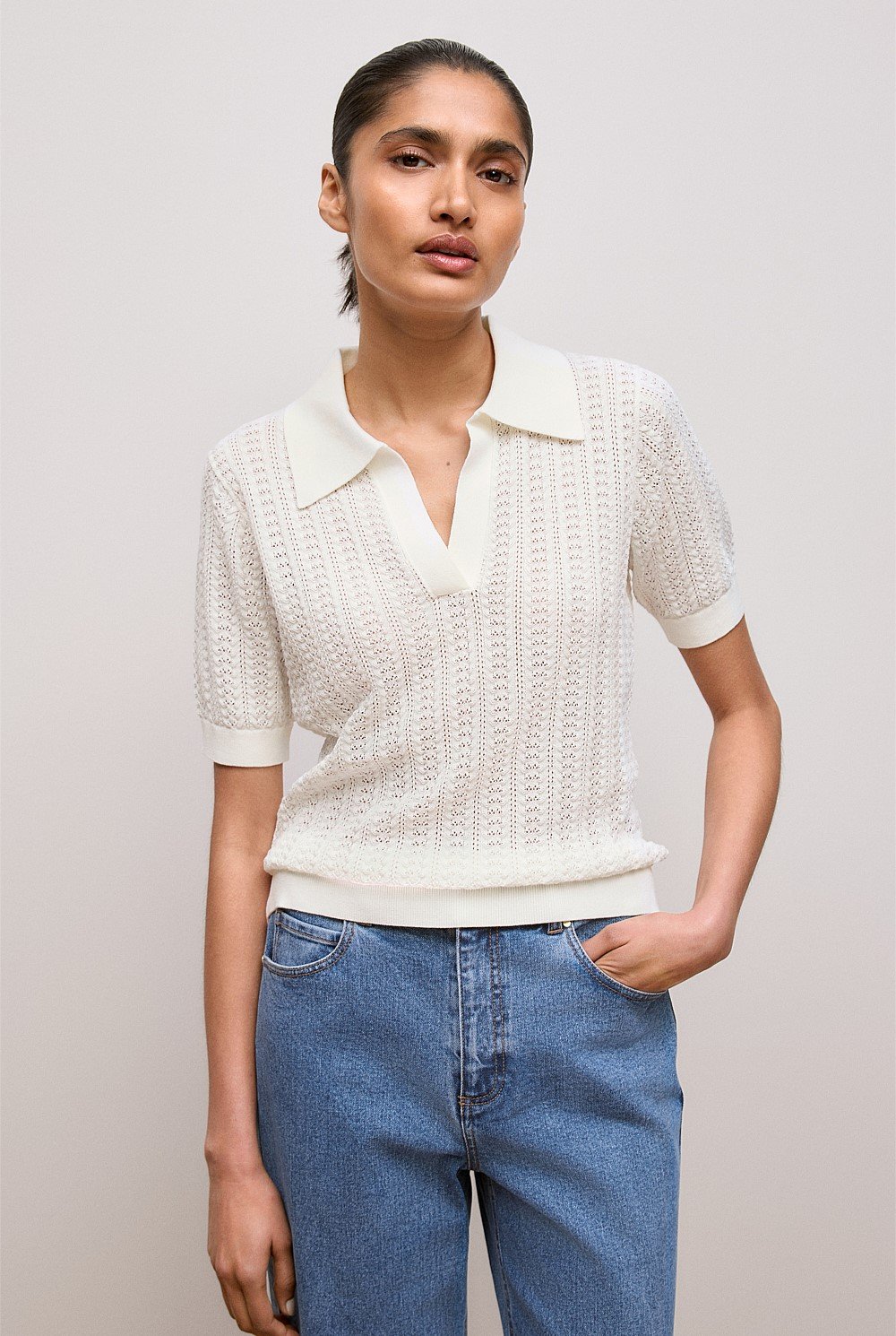 Mercerised Texture Knit Polo