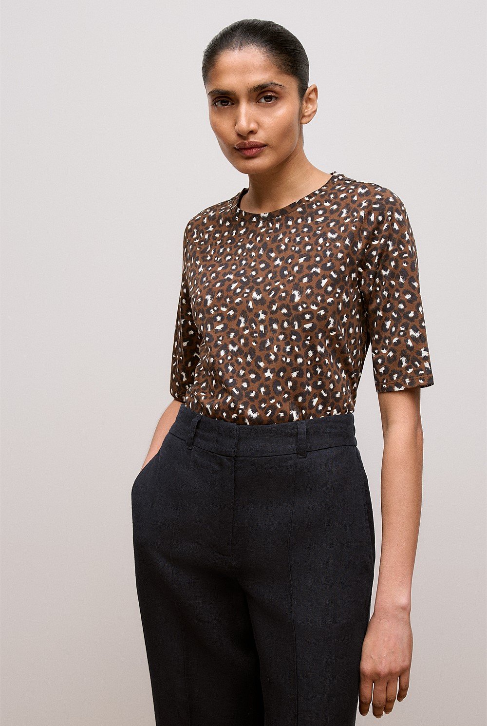 Cotton Leopard Half Sleeve T-shirt