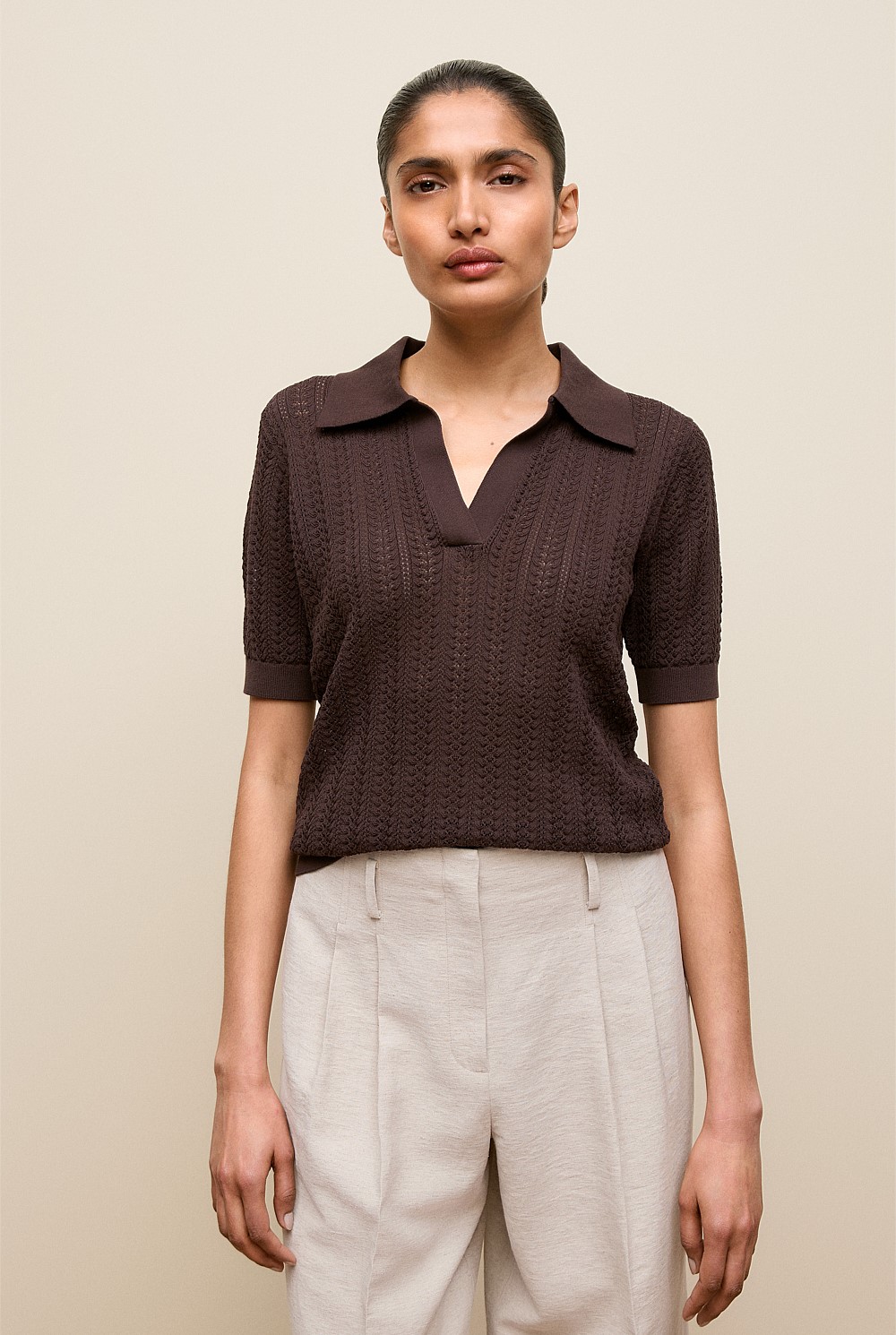 Mercerised Texture Knit Polo