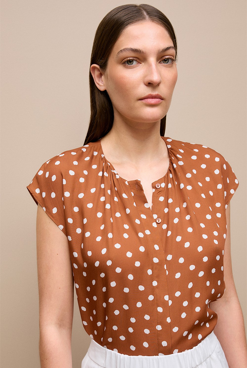 Spot Modal Cap Sleeve Blouse