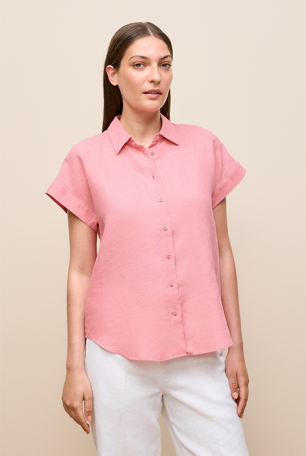 Delave Linen Cap Sleeve Shirt
