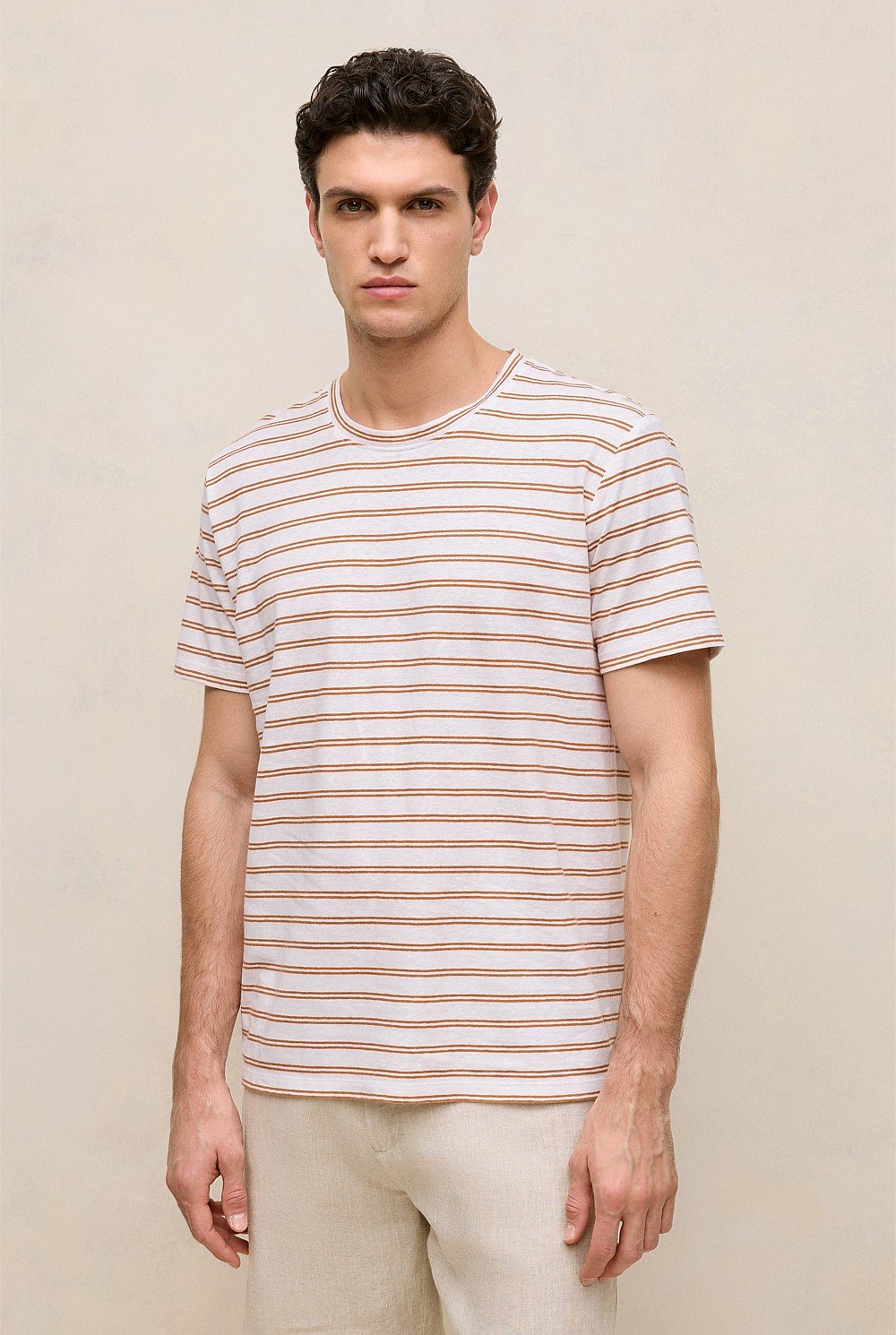 Cotton Linen Double Stripe T-shirt