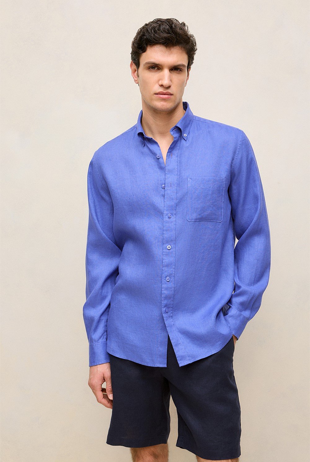 Regular Fit Linen Classic Long Sleeve Shirt