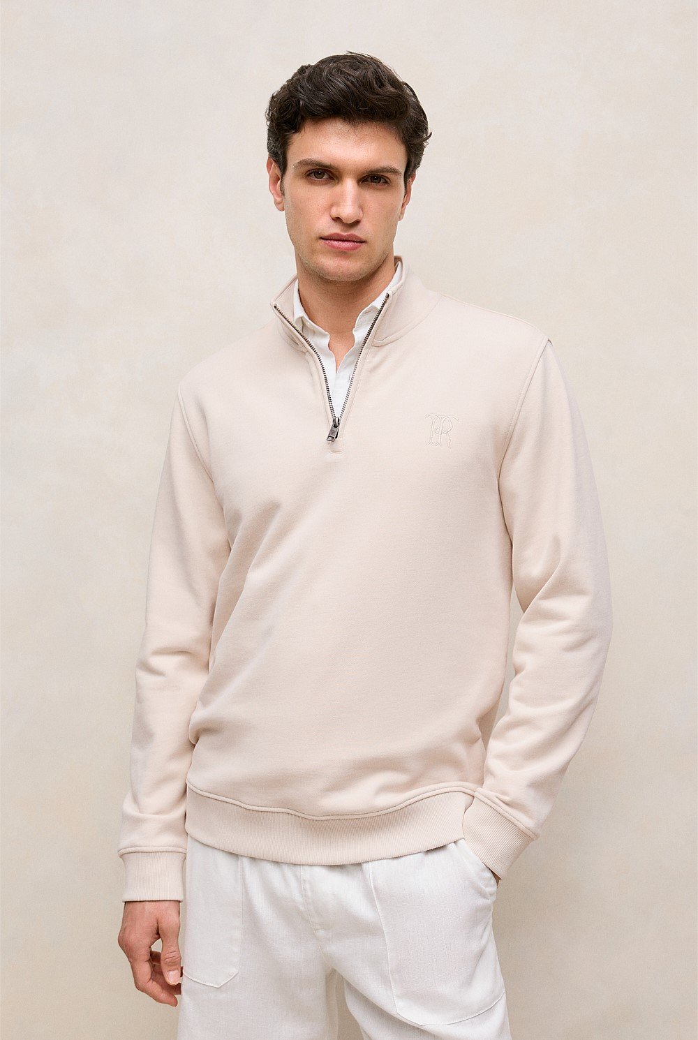 Terry 1/4 Zip Monogram Sweat