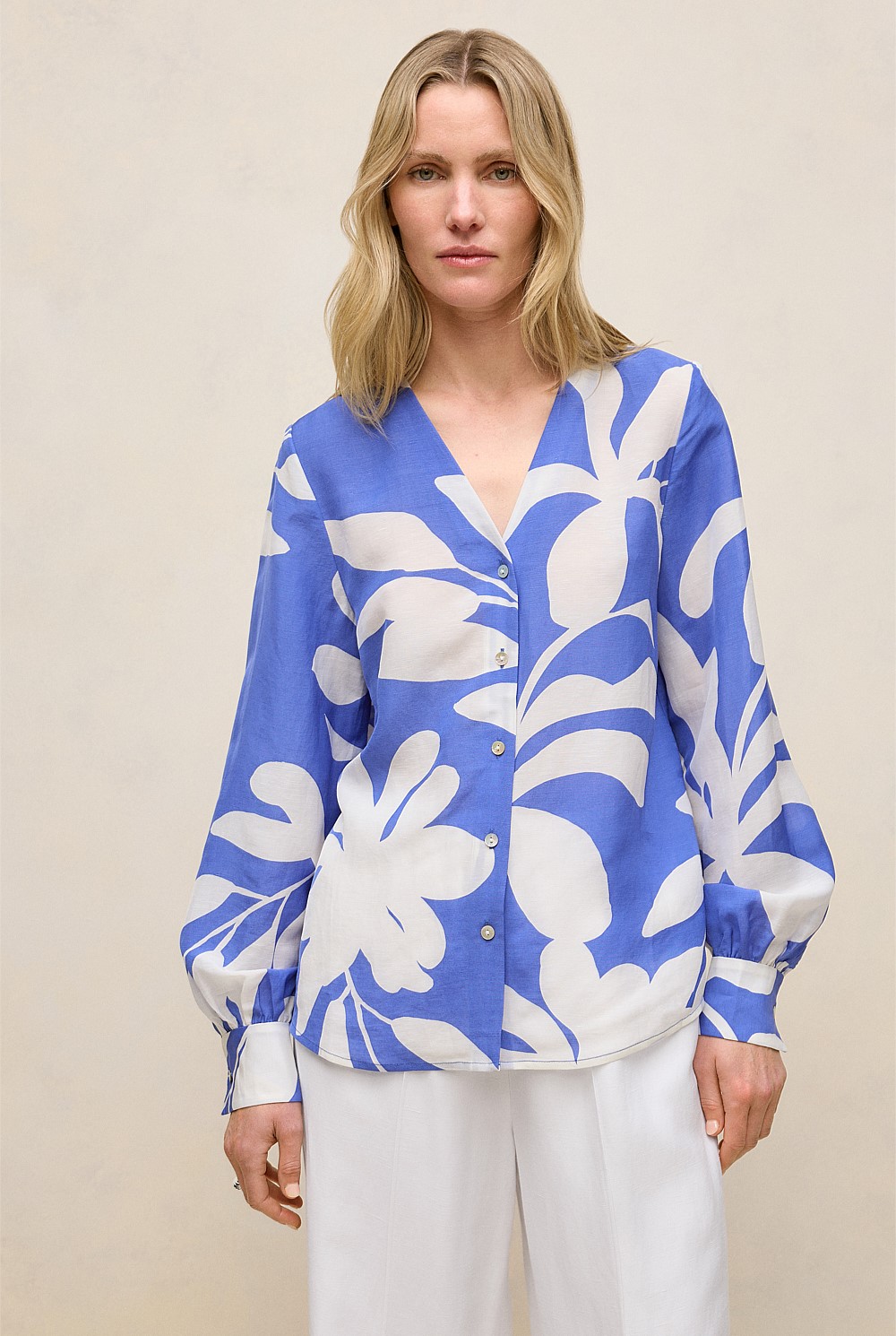 Marea Textured V Neck Blouse