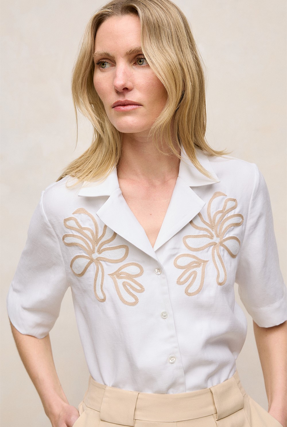 Marea Embroidered Short Sleeve Shirt
