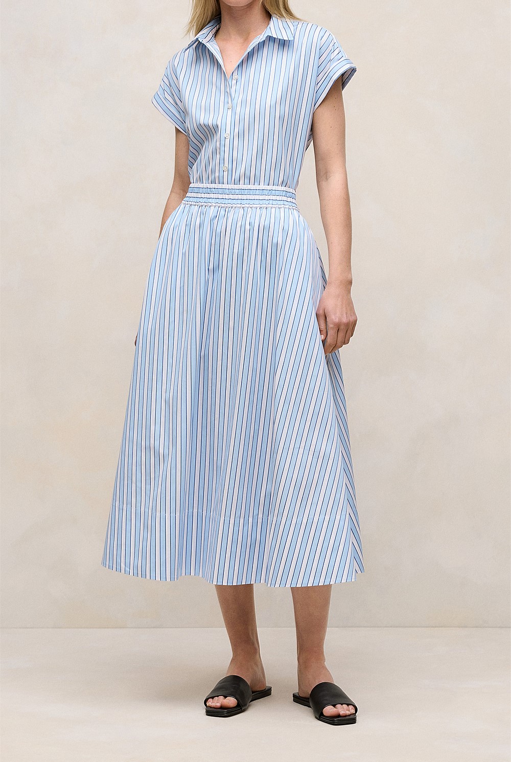 Jacquard Stripe Poplin Skirt