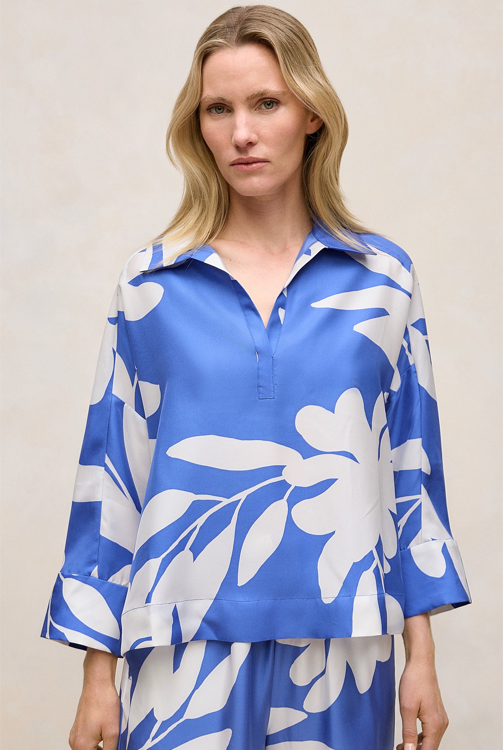 Marea Silk Twill Popover Shirt