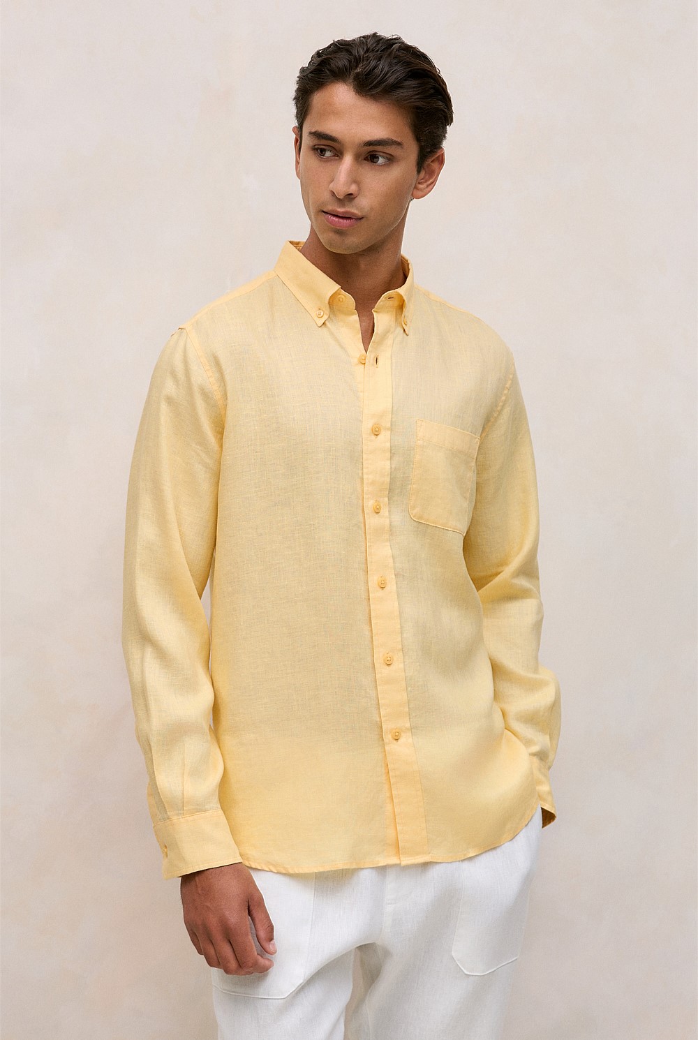 Regular Fit Linen Classic Long Sleeve Shirt