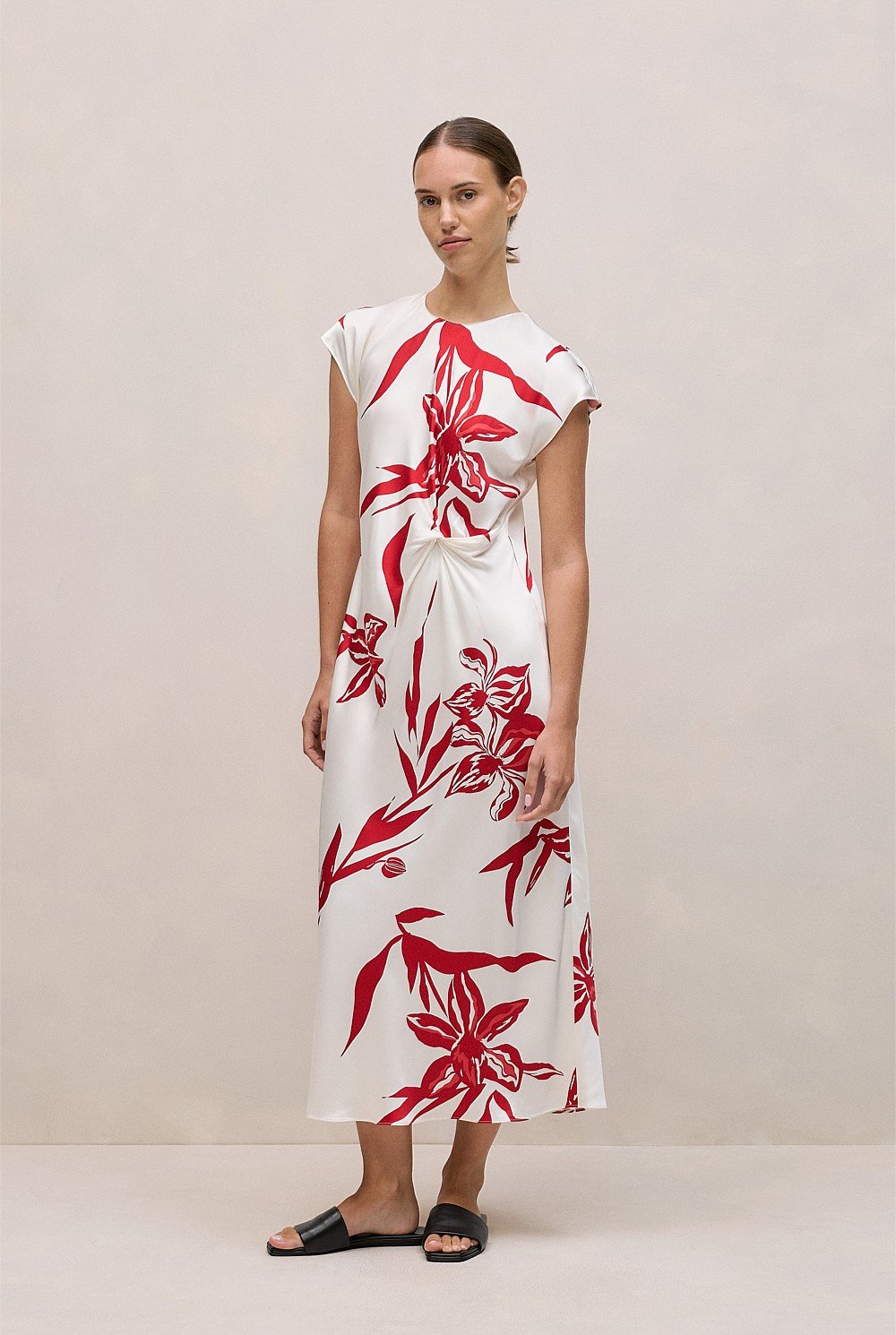 Wild Iris Twist Front Column Dress