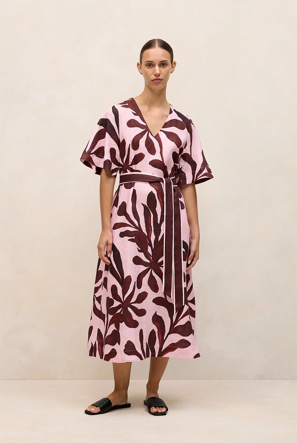 Wakame Linen Kimono Sleeve Dress