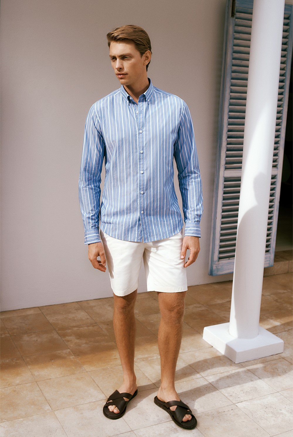 Regular Fit Poplin Stripe Long Sleeve Shirt