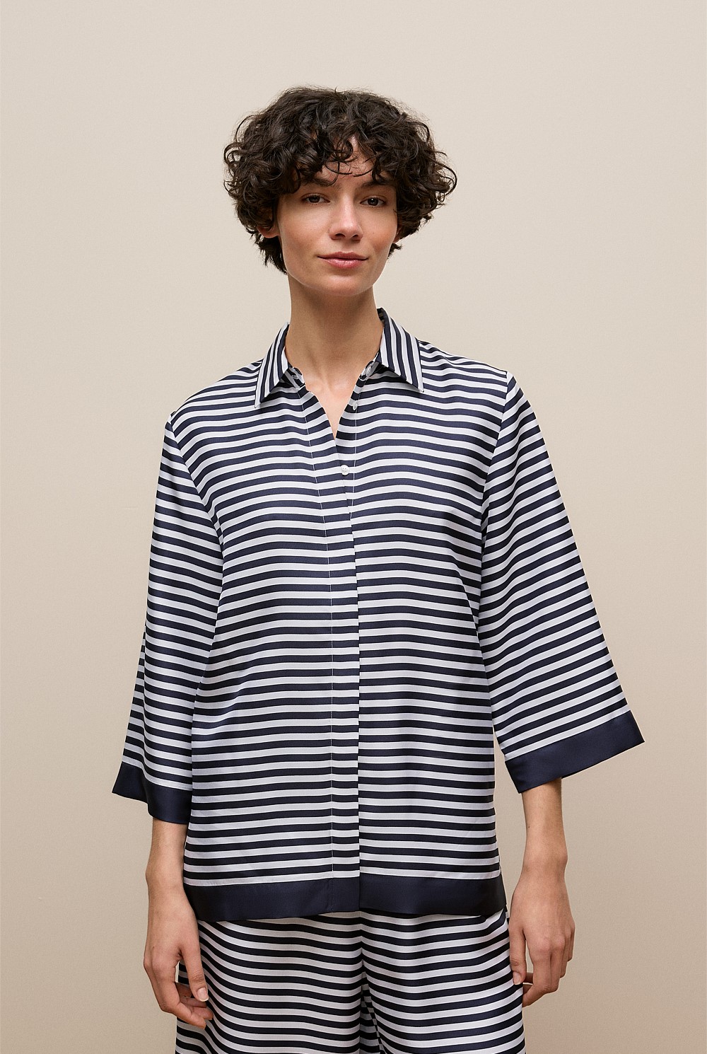 Silk Twill Stripe Shirt
