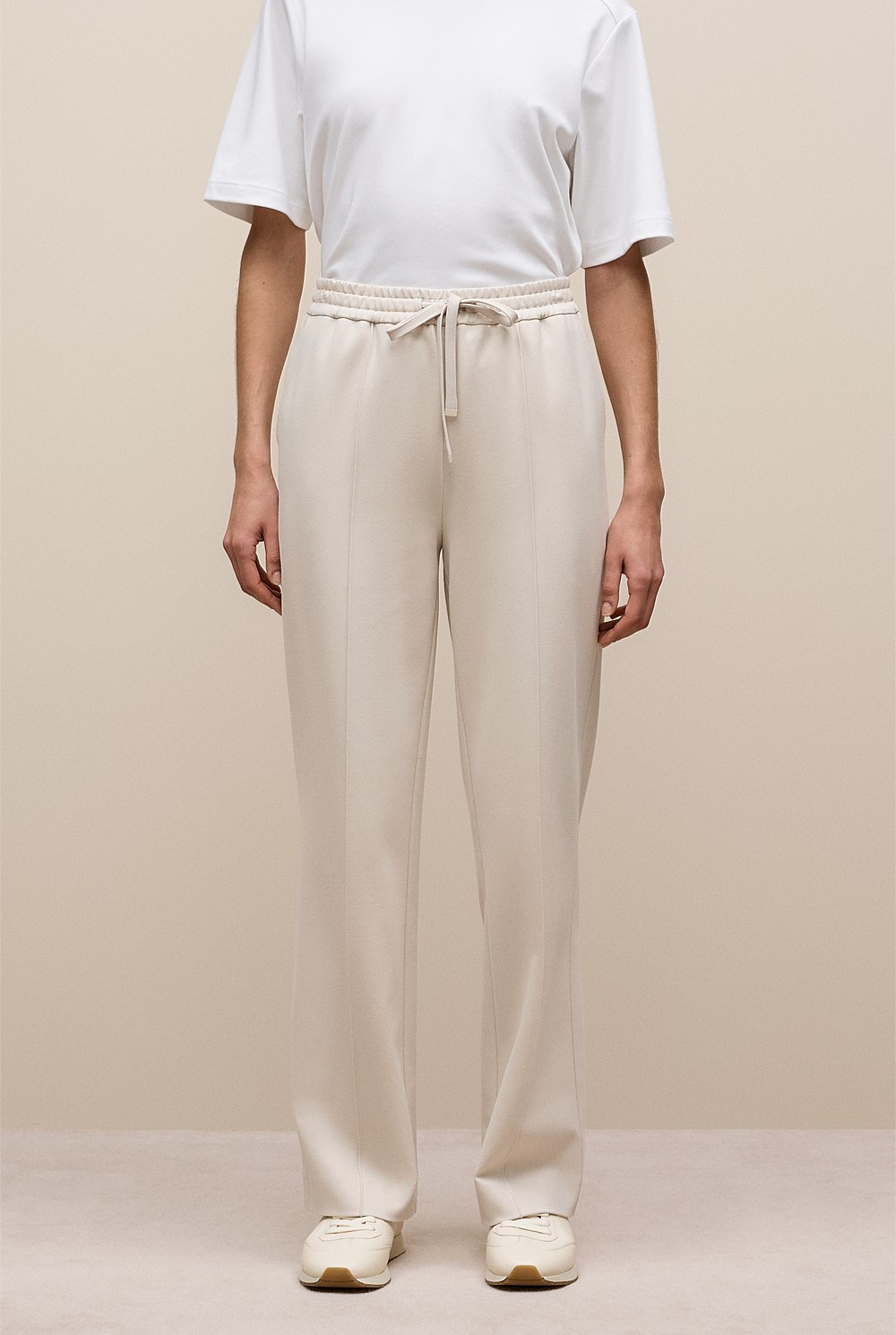 Ponte Pintucked Wide Leg Pant