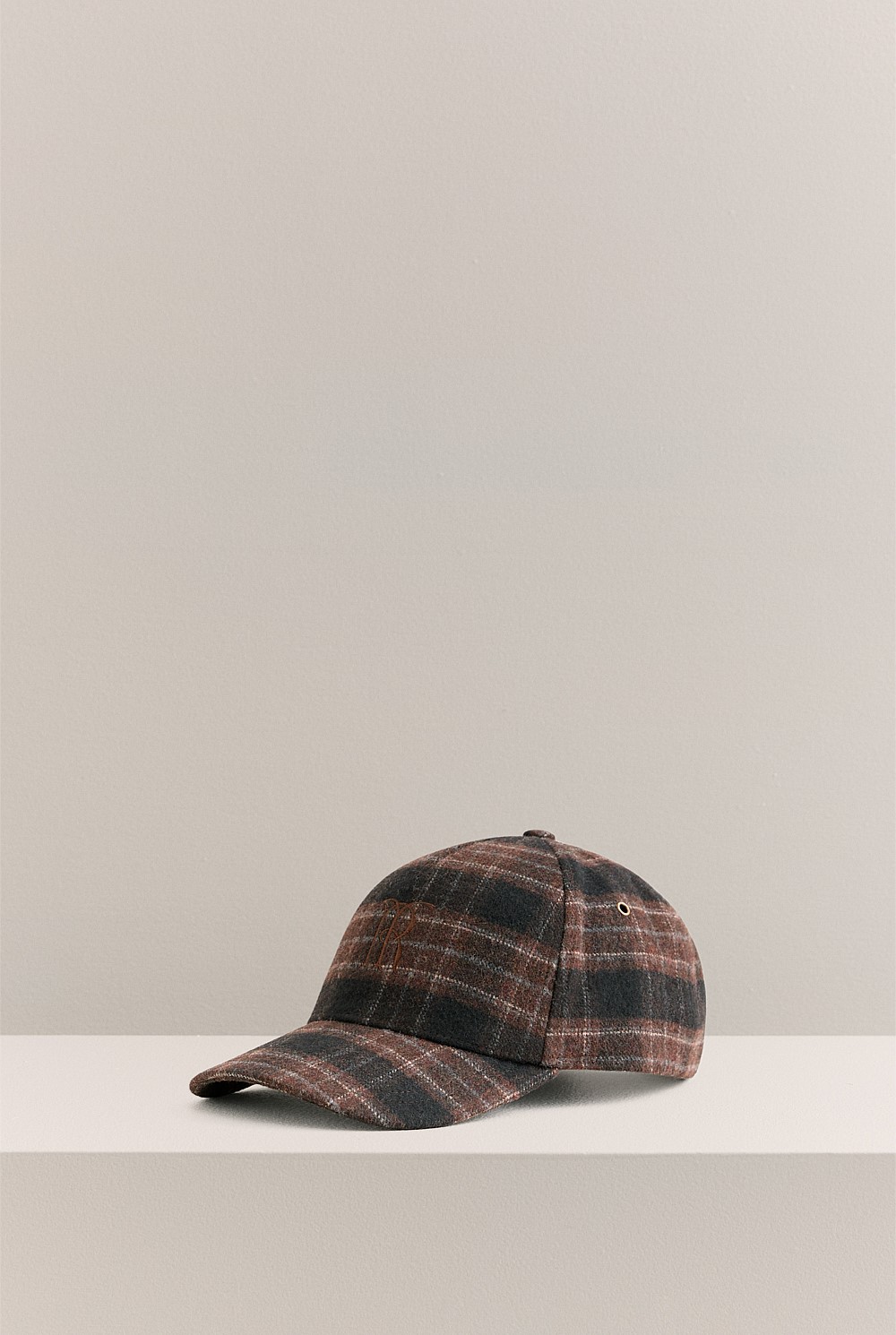 Leo Wool Blend Check Monogram Cap