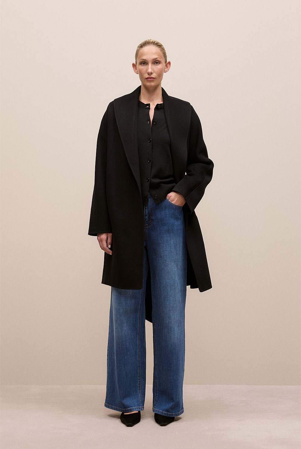 Double Faced Wool Wrap Coat