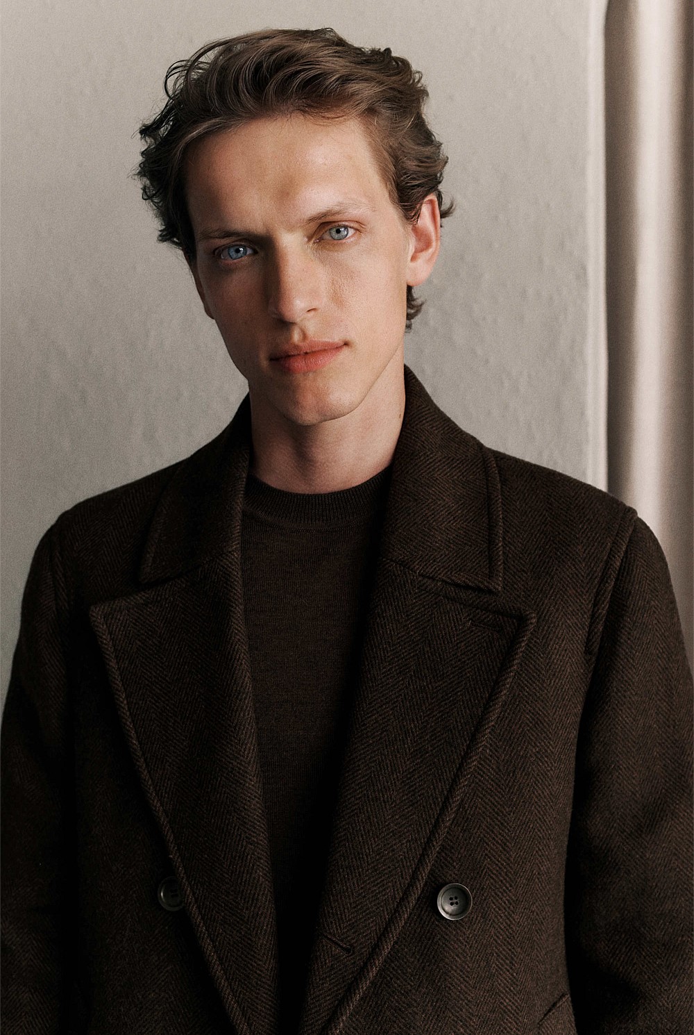 Italian Wool Herringbone Peacoat