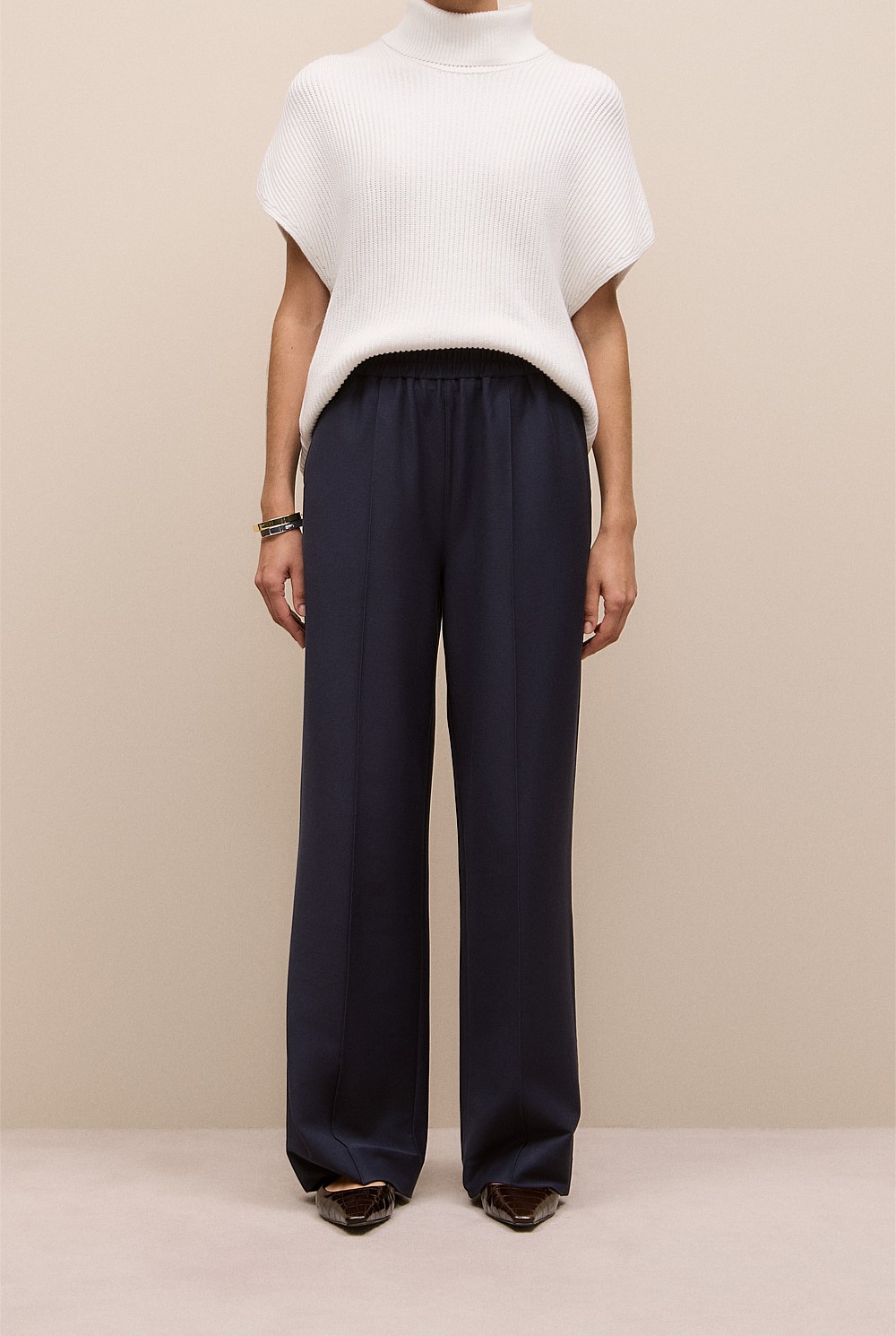 Pintucked Pull On Pant