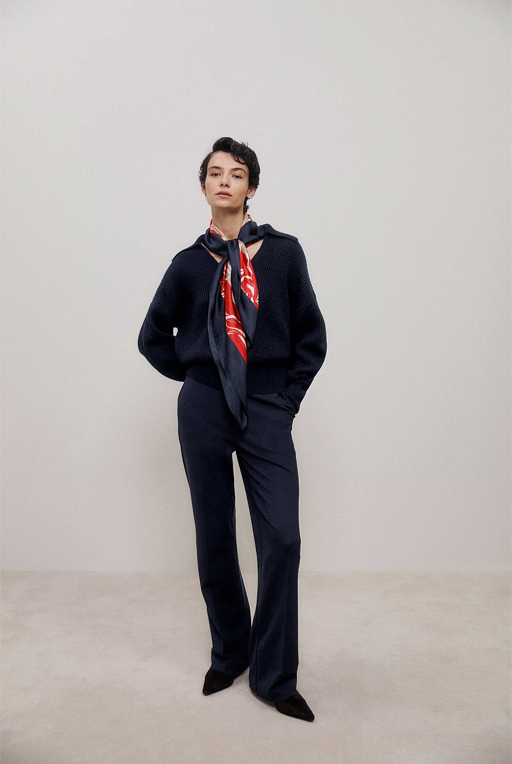 Merino Open Collar Knit