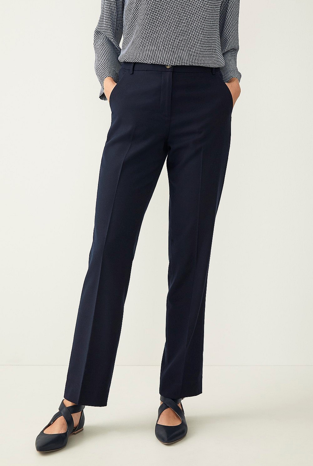Wool Blend Flannel Tailored Trouser