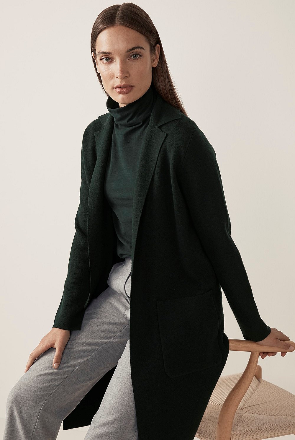 Wool Blend Knit Coat