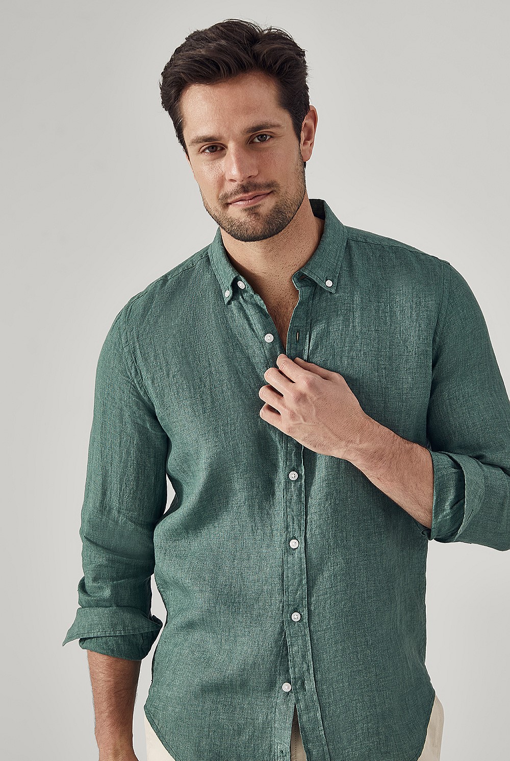 Tailored Fit Delave Linen Long Sleeve Shirt