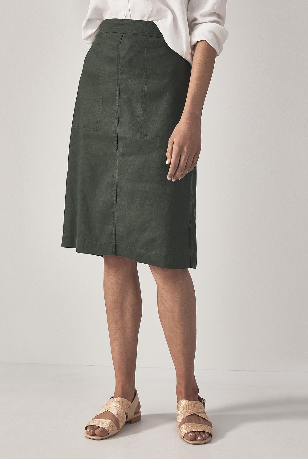 Stretch Linen Pull On Skirt