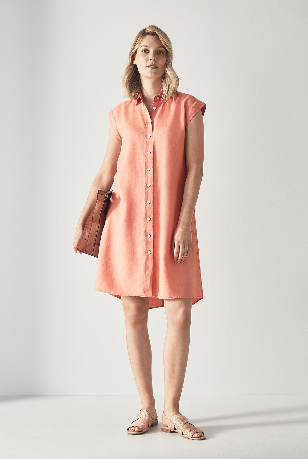 Linen A-Line Shirt Dress