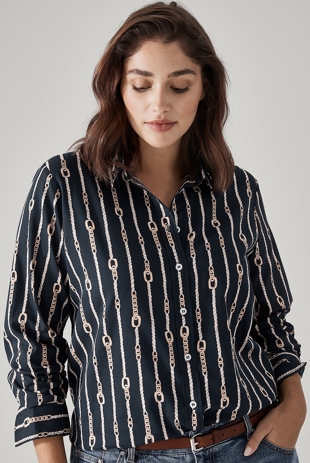 Cotton Modal Chain Print Shirt