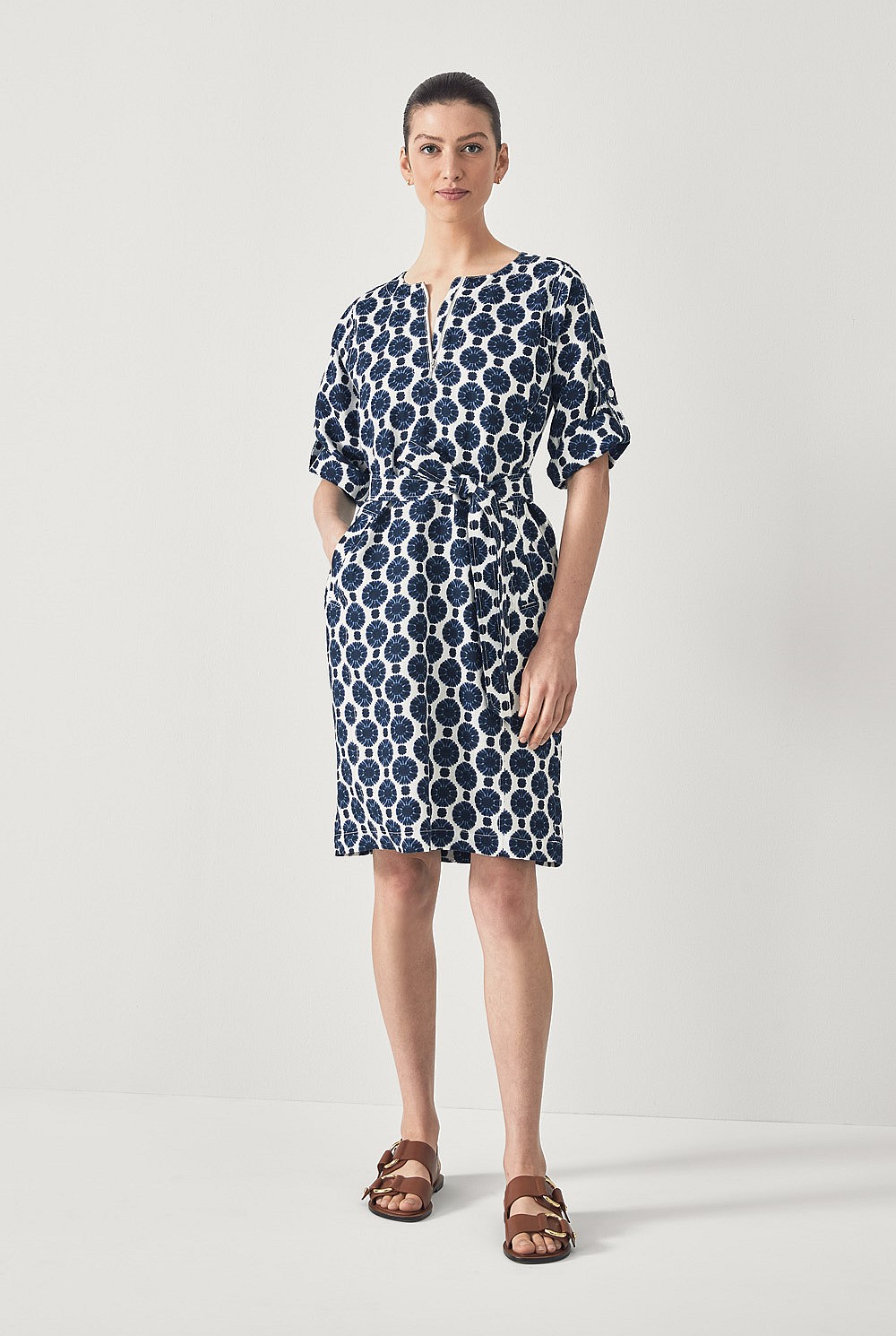 Linen Mini Batik Spot Dress