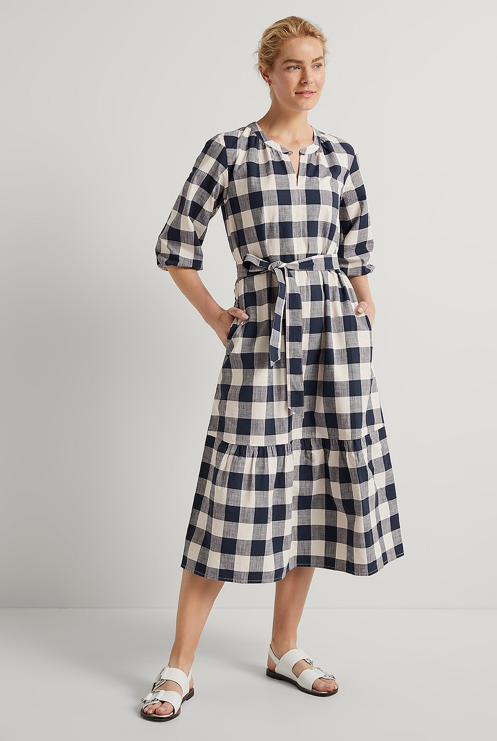 Gingham Cotton Yarn Dyed Boho Dress