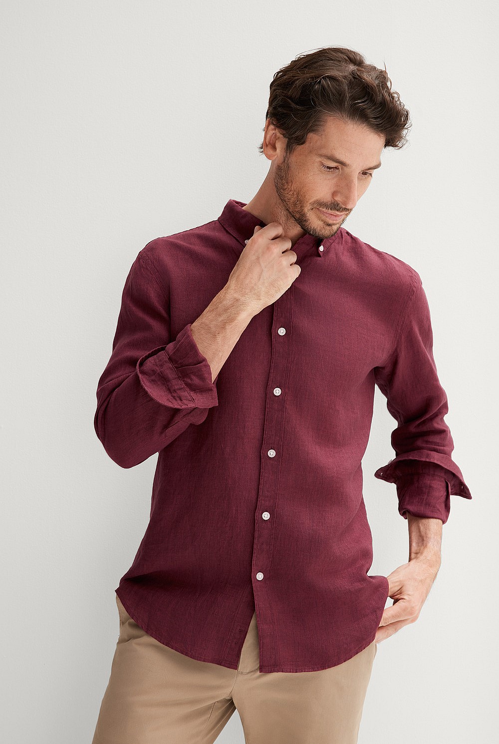 Tailored Fit Delave Linen Long Sleeve Shirt