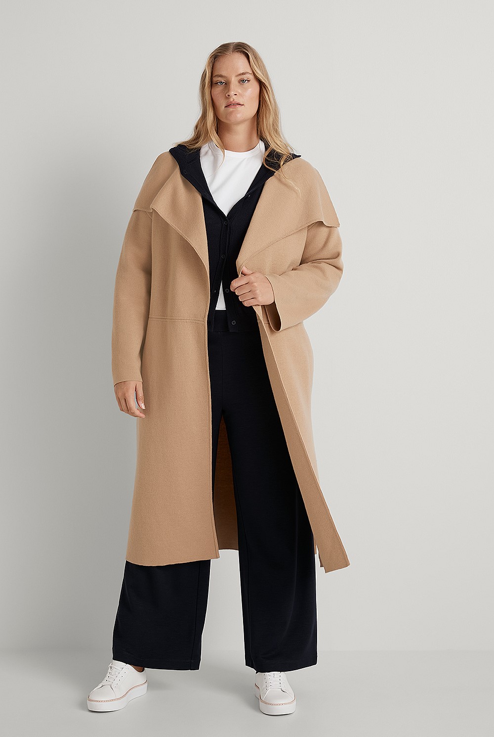 Merino Draped Hooded Cardigan
