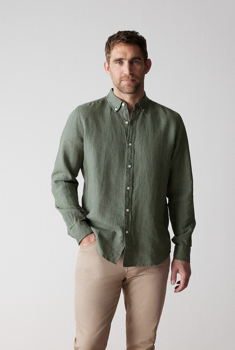 Tailored Fit Delave Linen Long Sleeve Shirt