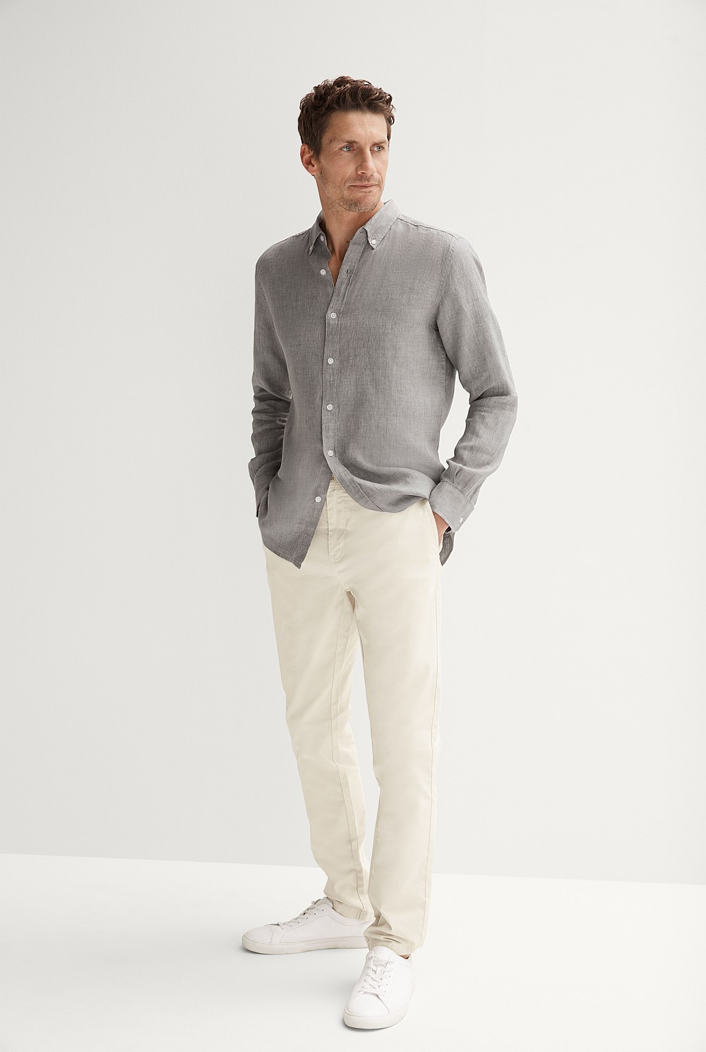 Tailored Fit Delave Linen Long Sleeve Shirt