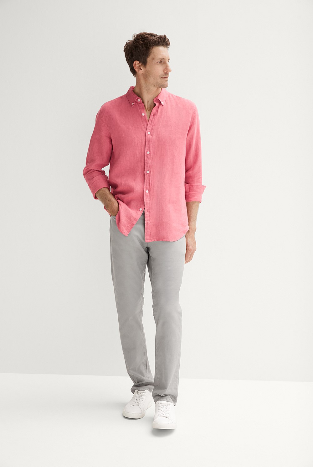 Tailored Fit Delave Linen Long Sleeve Shirt