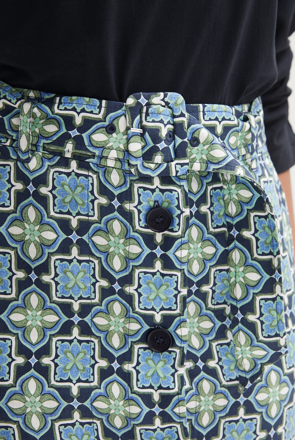 Mosaic Tile Belted Skirt