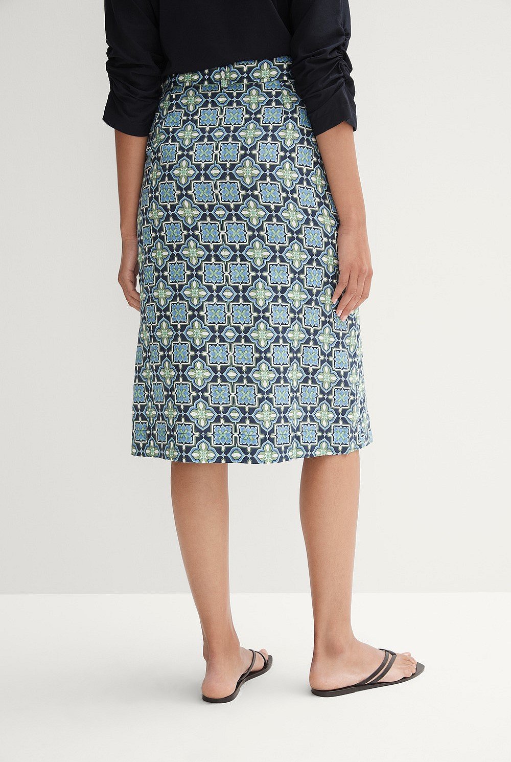 Mosaic Tile Belted Skirt