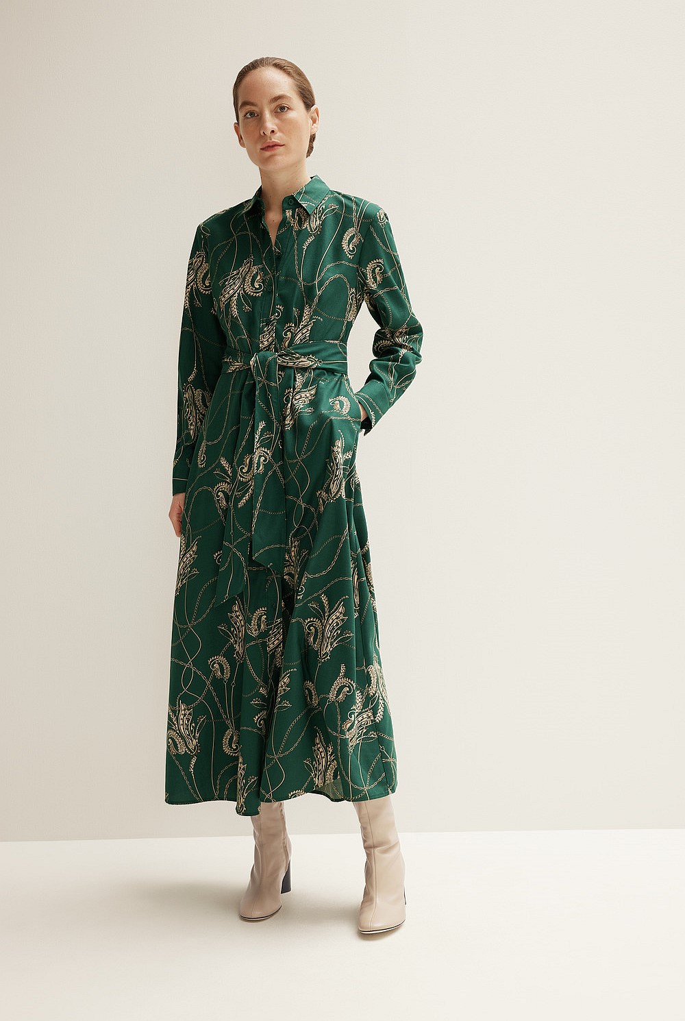 Cotton Modal Ornate Chain Shirt Dress