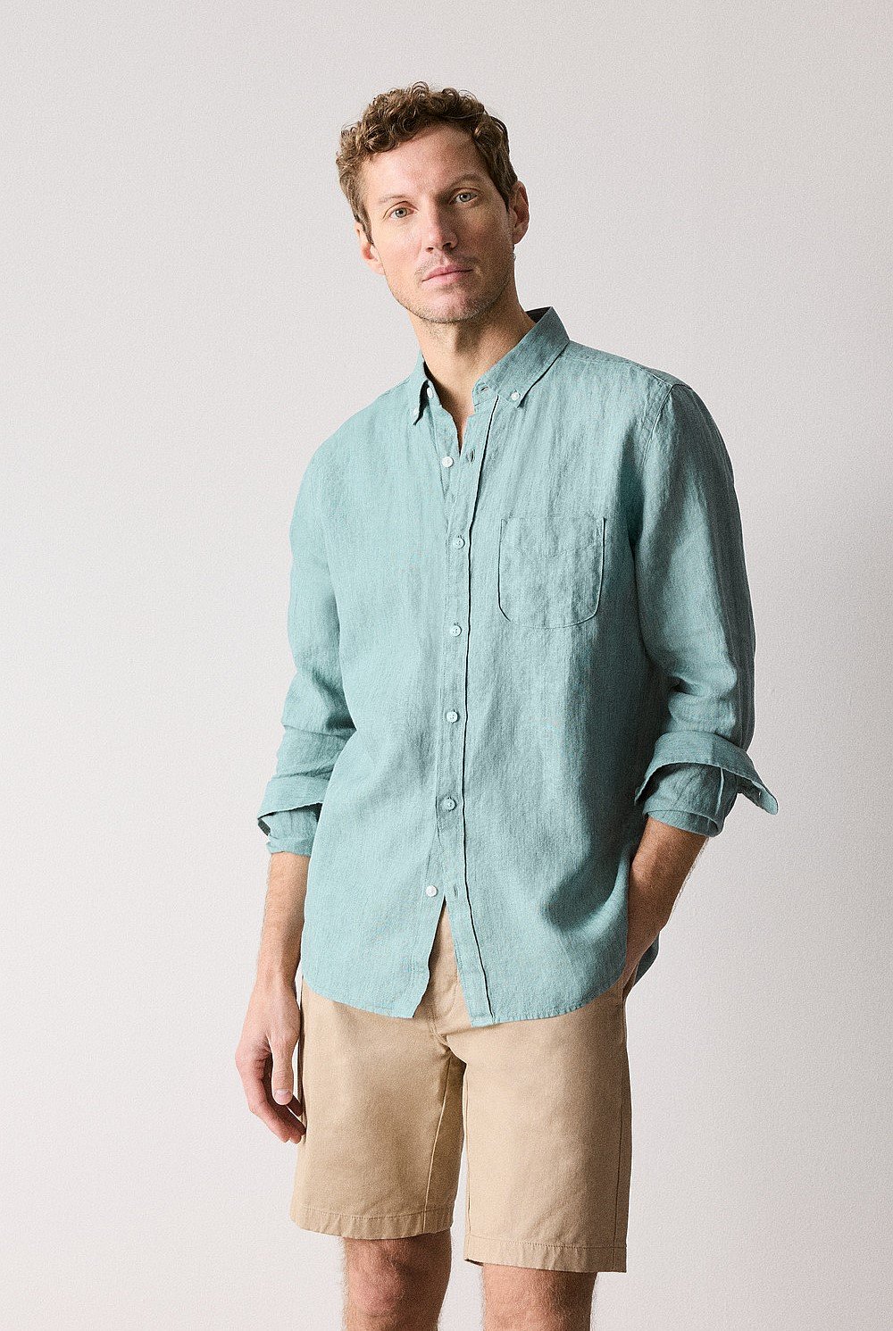 Regular Fit Delave Linen Long Sleeve Shirt